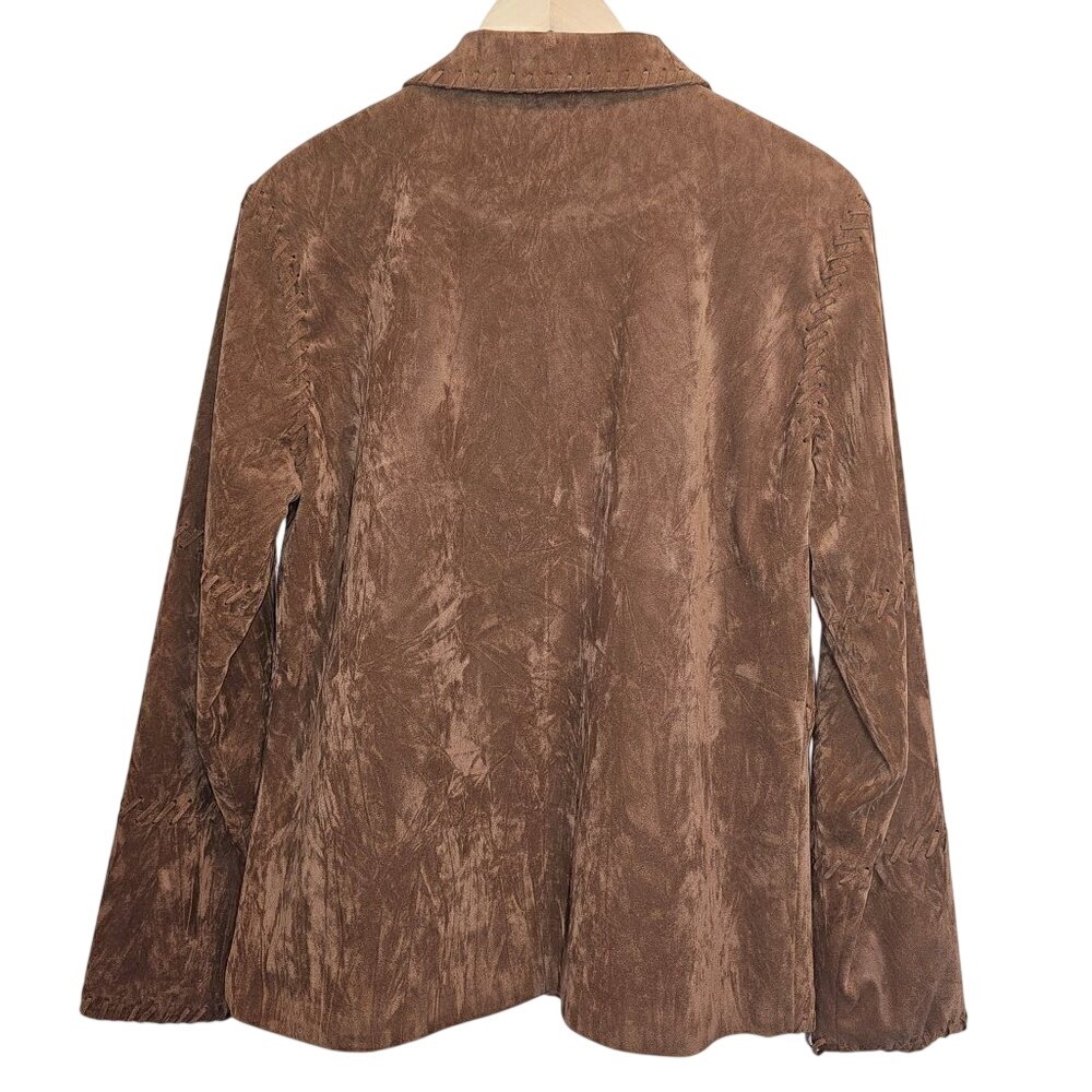 Vintage Selene Faux Suede Western Jacket Brown Button Front Blazer Size 12 - Picture 6 of 12